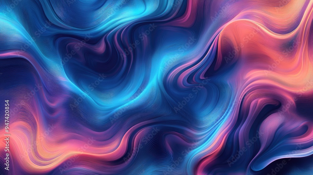 Poster color wave pattern featuring 2d rendering elements