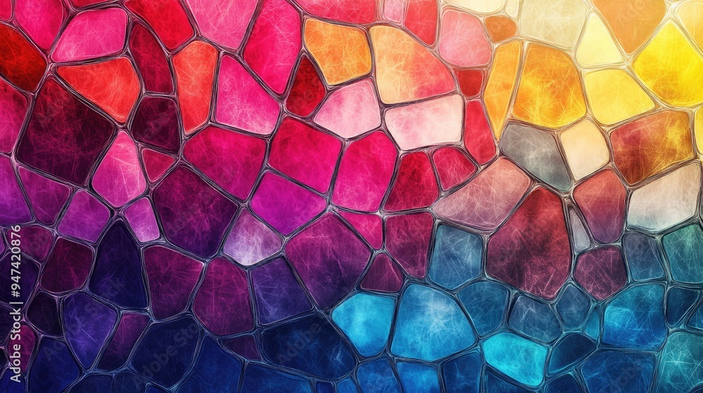 Poster colorful abstract background featuring stained glass design in a horizontal rectangle format