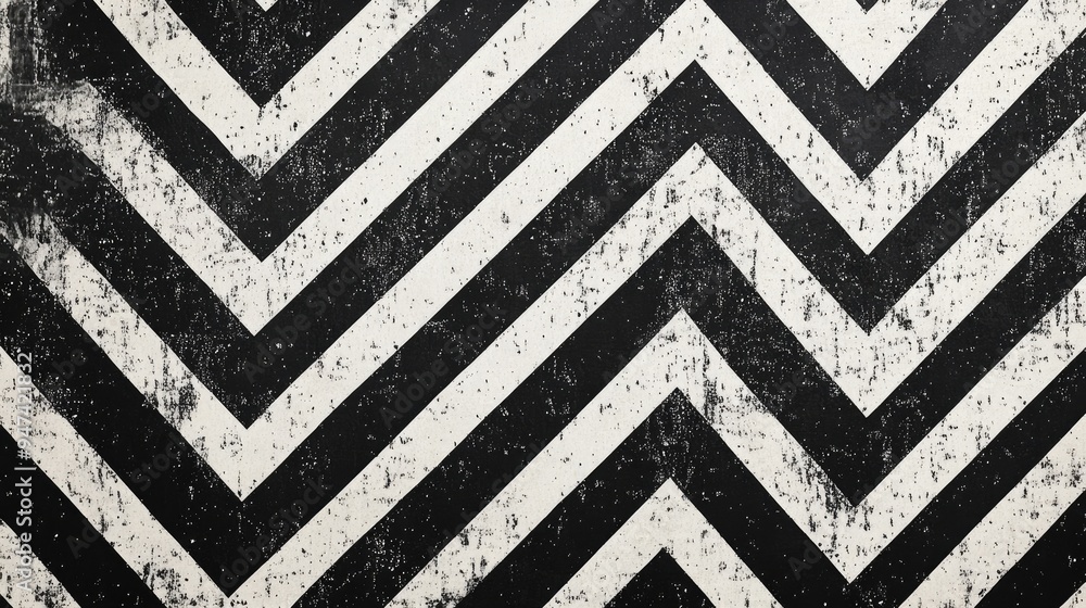 Poster Black and white zigzag stripe pattern ideal for backgrounds and design projects