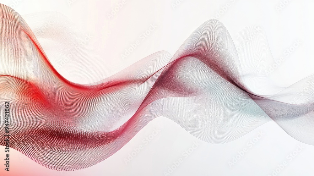 Aufkleber abstract wavy technology lines with a white and red gradient background