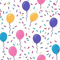 Seamless pattern of playful balloons and confetti