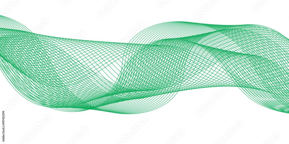 Poster abstract colorful green lines on a white background. digital frequency track equalizer. digital freq