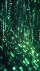 Green digital code science fiction scene background