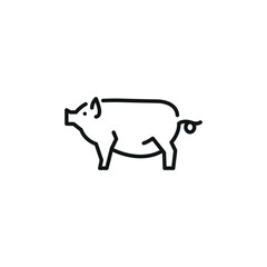 Pig icon. A stylized silhouette of a pig, commonly associated with farm life and meat production. This icon is widely used to represent agriculture, butchery, and rural economies. Vector illustration