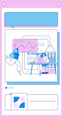 Flat vector illustration of business people operating work scene
