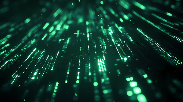 Green digital code science fiction scene background