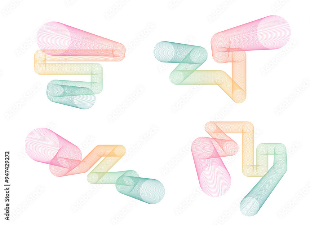 Poster wavy 3d shape with colorful gradient. linear blend vector shape