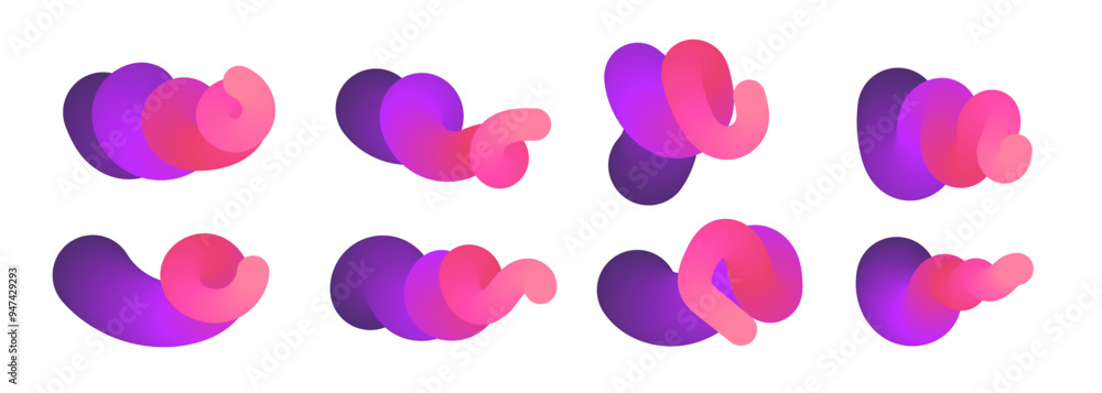 Aufkleber modern 3d shapes set. fluid gradient blend vector art with liquid color