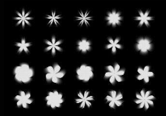 Brutalism flower shapes with dotted halftone effect