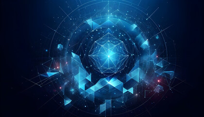 Blue neon geometric abstract background