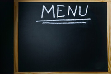 blackboard with restaurant menu