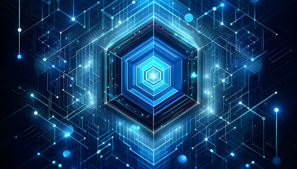 Blue neon geometric abstract background