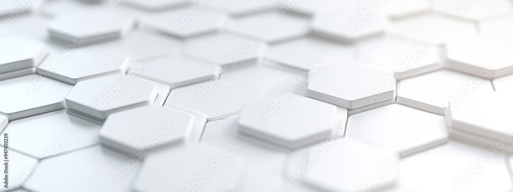 Poster White hexagonal background featuring a subtle light pattern