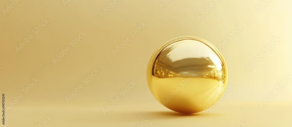 Poster Product display featuring a golden sphere on a soft yellow background 3D rendering
