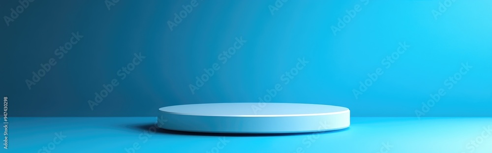 Aufkleber product presentation podium on a blue background 3d rendered for visualization