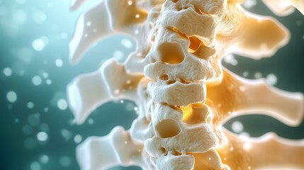 Spinal Fracture and traumatic vertebral injury medical concept as a human anatomy spinal column with a broken burst vertebra due to compression and osteoporosis back disease, world osteoporosis day