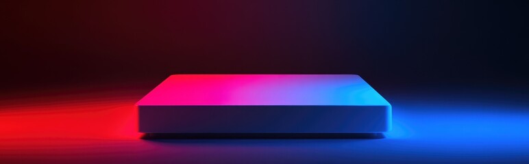 Fototapeta premium Square white pedestal isolated on a dark backdrop featuring blank space and a sleek design ideal for luxury minimalist presentations abstract concepts and clean product showcase for cosmetics 3D r