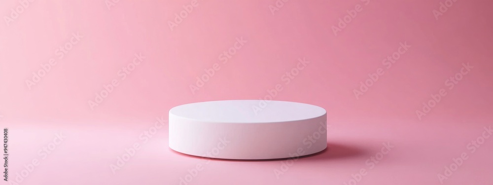 Aufkleber round white pedestal for product display mockup against a pink background 3d rendering