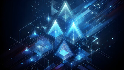 Blue neon geometric abstract background