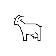 Goat icon. A simple outline of a goat, symbolizing farm life, agriculture, and sustainable farming practices. This icon is ideal for use in materials related to farming and rural. Vector illustration