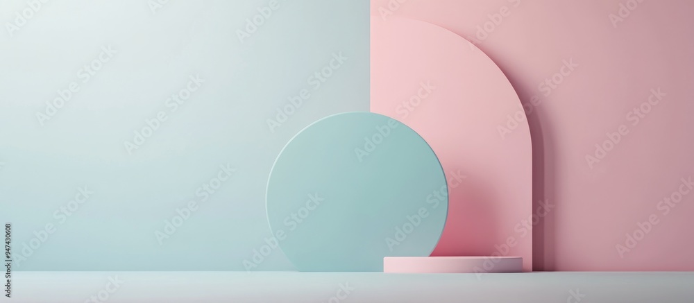 Poster Abstract geometric shape in pastel colors displayed in a minimal design suitable for product showcase in a 3D render