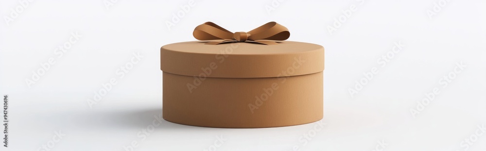 Poster round gift box isolated on a white background 3d rendering