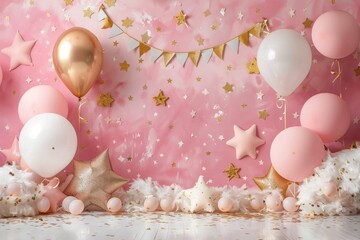 Pink and Gold Birthday Backdrop
