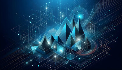 Blue neon geometric abstract background