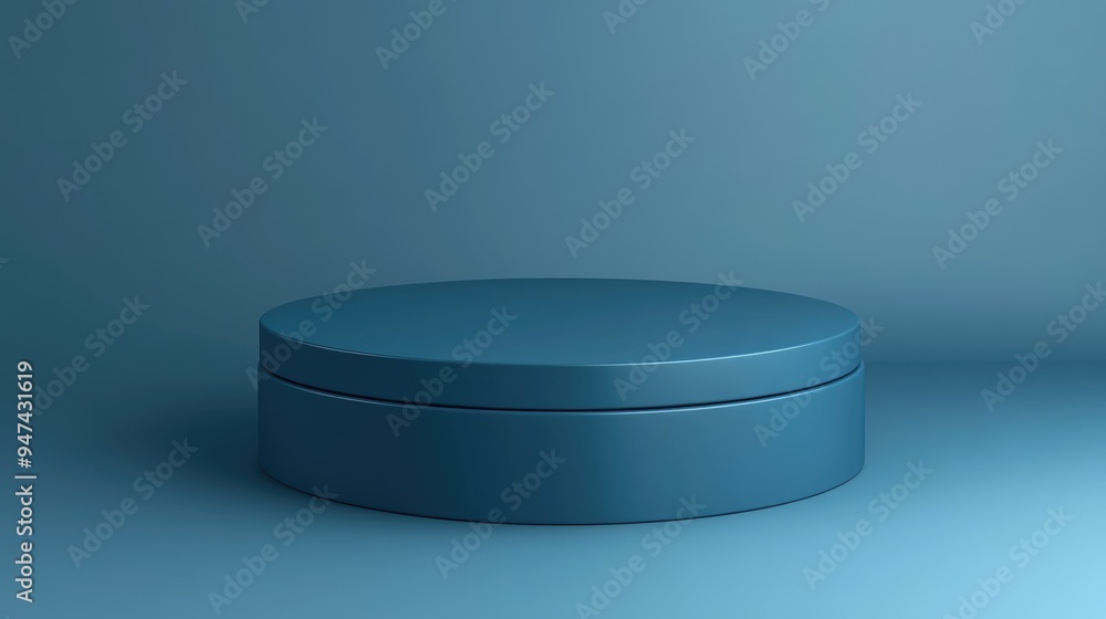 Aufkleber blue empty round box display blank circular base holder for products 3d render