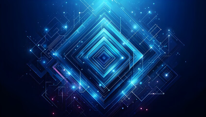 Blue neon geometric abstract background