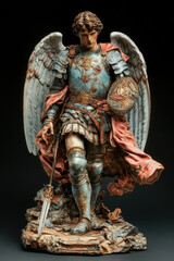Fototapeta premium Graphic and biblical representation of the Archangel Michael. AI generativ.