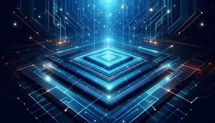 Blue neon geometric abstract background