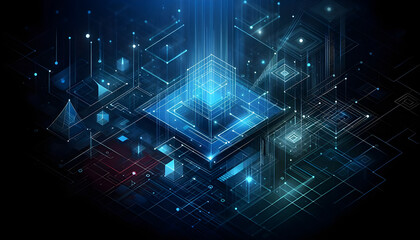 Blue neon geometric abstract background