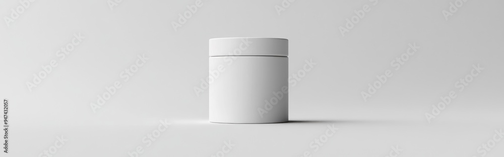 Poster white cylinder packaging mock up on a plain background backdrop design for product marketing 3d rend