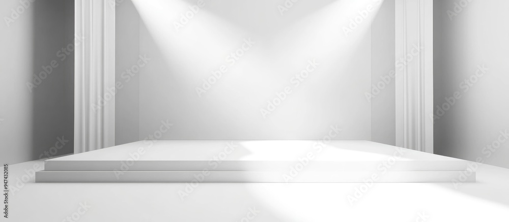 Aufkleber a 3d illustration of a blank template layout for a white empty stage intended for music theater conc