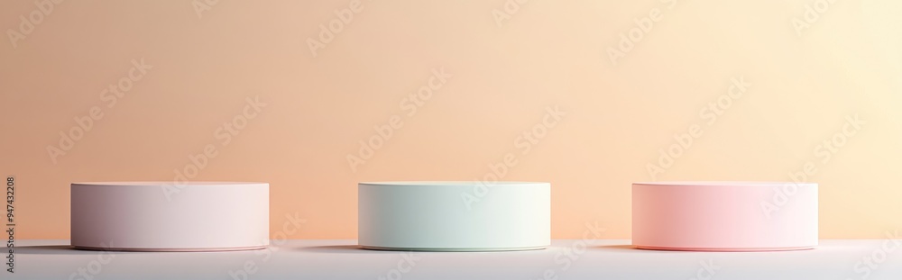 Poster three podiums in a minimalistic setting 3d illustration