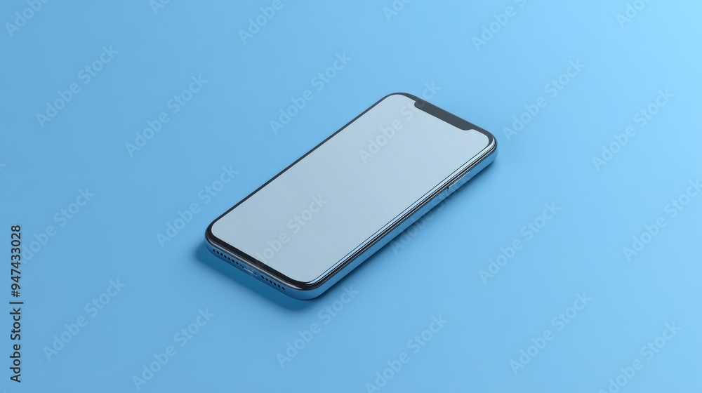Poster minimalist 3d isometric illustration of a smartphone in a side perspective view suitable for infogra