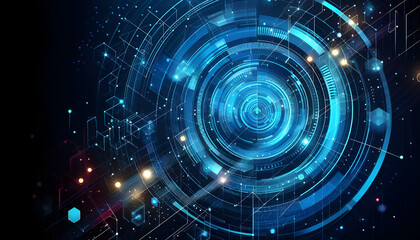 Blue neon geometric abstract background
