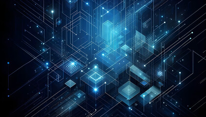 Blue neon geometric abstract background