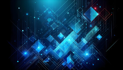 Blue neon geometric abstract background