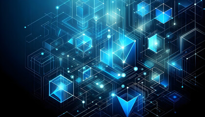 Blue neon geometric abstract background
