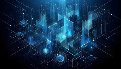 Blue neon geometric abstract background