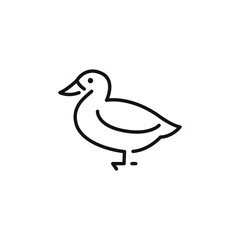 Duck icon. Represents a duck, commonly found in water-rich environments and known for its distinctive quacking. Used in contexts related to wildlife, nature, agriculture. Vector illustration 