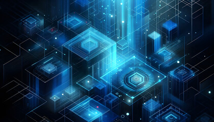 Blue neon geometric abstract background