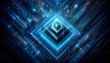 Blue neon geometric abstract background