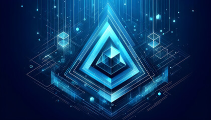 Blue neon geometric abstract background