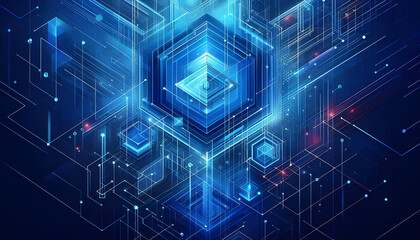 Blue neon geometric abstract background