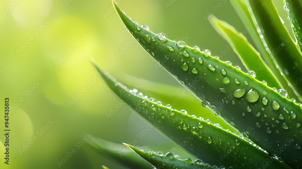 Poster Plant leaves covered with morning dew