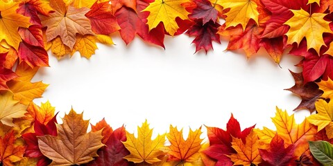 Autumn leaves border with vibrant red, orange, and yellow foliage , Fall, foliage, seasonal, nature, colorful, autumnal, outdoors