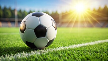Close-up of soccer ball on green field , soccer, football, sports, game, competition, kick, net, goal, athlete, teamwork